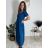 Šaty dlhé letné rebrované krátky rukáv dámske (XS/S/M/L ONE SIZE) TALIANSKA MÓDA IMSM25128