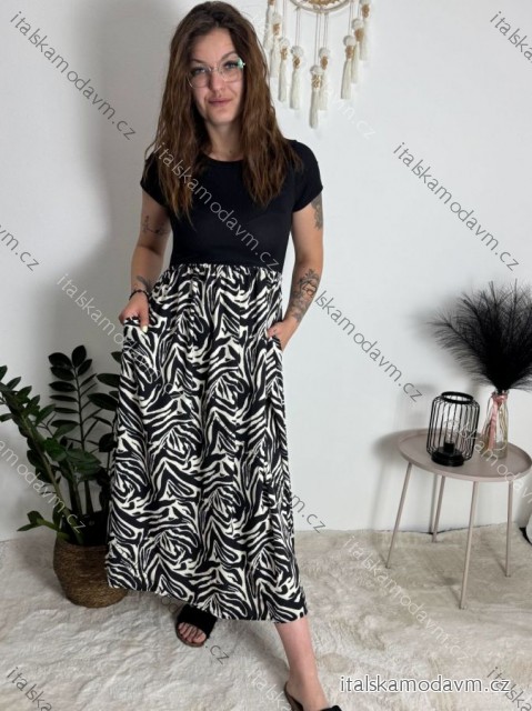 Šaty dlhé elegantné letné s krátkým rukávem dámske SILVIA (S/M/L ONE SIZE) TALIANSKA MÓDA IMC25310-2/DUR