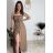 Šaty dlhé letný carmen cez prsia dámske ORISEA (S/M/L ONE SIZE) TALIANSKA MÓDA IM425405/DUR S/M/L béžová