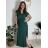 Šaty dlouhé společenské krátký rukáv dámské (S/M ONE SIZE) ITALSKÁ MÓDA IMD23299/DUR zelená S/M/L
