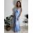 Šaty dlouhé společenské na ramínka dámské BEATRIX (S/M/L ONE SIZE) ITALSKÁ MÓDA IMM25M35843/DUR smaragdová S/M/L