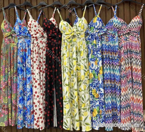 Šaty dlouhé letní citronky lemon na ramínka dámské LEMON (XS/S/M ONE SIZE) ITALSKÁ MÓDA IMWHD252358/DUR