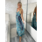 Šaty dlhé letné na ramienka dámske RAMONA (S/M/L ONE SIZE) INDICKÁ MÓDA IMWKA251062-1/DUR S/M/L modrá