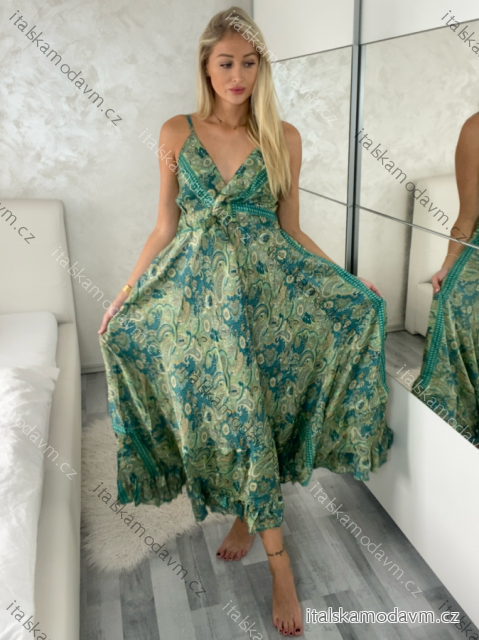 Šaty dlhé letné na ramienka dámske RAMONA (S/M/L ONE SIZE) INDICKÁ MÓDA IMWKA251062-2/DU