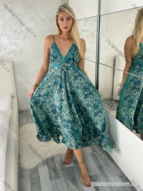 Šaty dlhé letné na ramienka dámske RAMONA (S/M/L ONE SIZE) INDICKÁ MÓDA IMWKA251062-3/DU