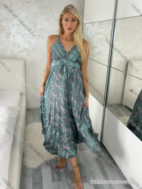 Šaty dlhé letné na ramienka dámske RAMONA (S/M/L ONE SIZE) INDICKÁ MÓDA IMWKA251062-7/DU