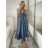 Šaty dlouhé letní na ramínka dámské RAMONA (S/M/L ONE SIZE) INDICKÁ MÓDA IMWKA251062-10/DU S/M/L tmavě modrá