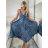 Šaty dlouhé letní na ramínka dámské RAMONA (S/M/L ONE SIZE) INDICKÁ MÓDA IMWKA251062-10/DU S/M/L tmavě modrá