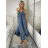 Šaty dlouhé letní na ramínka dámské RAMONA (S/M/L ONE SIZE) INDICKÁ MÓDA IMWKA251062-10/DU S/M/L tmavě modrá