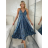 Šaty dlouhé letní na ramínka dámské RAMONA (S/M/L ONE SIZE) INDICKÁ MÓDA IMWKA251062-10/DU S/M/L tmavě modrá
