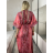 Šaty dlhé letný dlhý rukáv dámske LAJLA (S/M/L ONE SIZE) INDICKÁ MÓDA IMWKA25HE309G-1/DUR S/M/L ružová