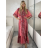 Šaty dlhé letný dlhý rukáv dámske LAJLA (S/M/L ONE SIZE) INDICKÁ MÓDA IMWKA25HE309G-1/DUR S/M/L ružová