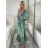 Šaty dlouhé letní dlouhý rukáv dámské LAJLA (S/M/L ONE SIZE) INDICKÁ MÓDA IMWKA25HE309G-4/DU S/M/L zelená