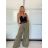 Kalhoty elegantní s páskem dámské (S/M/L ONE SIZE) ITALSKÁ MÓDA IMPLI2517303/DU -   zelená khaki -   S/M/L