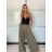 Kalhoty elegantní s páskem dámské (S/M/L ONE SIZE) ITALSKÁ MÓDA IMPLI2517303/DU -   zelená khaki -   S/M/L