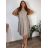 Šaty voľnočasové letné oversize krátky rukáv dámske nadrozmer INGE (54/56/58 ONE SIZE) TALIANSKA MÓDA IMWDV251578/DU 54/56/58 tmavo béžová