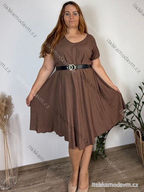 Šaty voľnočasové letné oversize krátky rukáv dámske nadrozmer INGE (54/56/58 ONE SIZE) TALIANSKA MÓDA IMWDV251578/DU