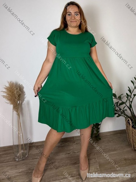 Šaty oversize letný krátky rukáv dámske nadrozmer ISABEL (48/50/52 ONE SIZE) TALIANSKA MÓDA IM425023/DU zelená 48/50/52