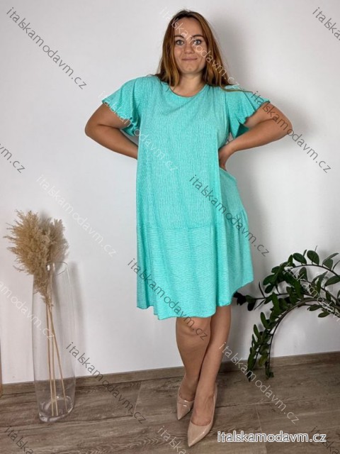 Šaty voľnočasové letné oversize prúžok krátky rukáv dámske nadrozmer RITA (46/48/50 ONE SIZE) TALIANSKA MÓDA IM425469/DU