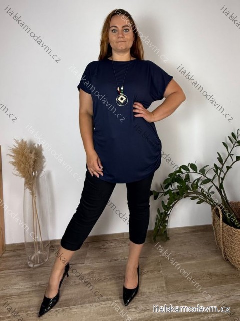 Tunika predĺžená s príveskom krátky rukáv dámska nadrozmer VEVE (54/56/58 ONE SIZE) TALIANSKA MÓDA IM425441