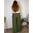 Kalhoty letní dlouhé kalhoty dámské nadrozměr (50/52/54 ONE SIZE) ITALSKÁ MÓDA  IM3251112/DUR 50/52/54 zelená khaki