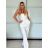 Souprava elegantní top bez rukávu a kalhoty dlouhé dámské BIANCHI  (XS/S/M ONE SIZE) ITALSKÁ MÓDA IMWB25855/DU -   bílá -   S/M