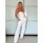 Souprava elegantní top bez rukávu a kalhoty dlouhé dámské BIANCHI  (XS/S/M ONE SIZE) ITALSKÁ MÓDA IMWB25855/DU -   bílá -   S/M