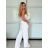 Souprava elegantní top bez rukávu a kalhoty dlouhé dámské BIANCHI  (XS/S/M ONE SIZE) ITALSKÁ MÓDA IMWB25855/DU -   bílá -   S/M