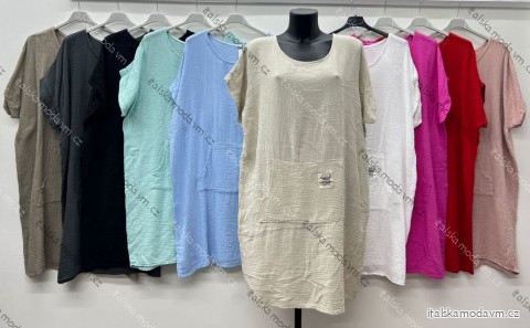 Šaty voľnočasové letné mušelínové krátky rukáv dámske nadrozmer (54/56/58 ONE SIZE) TALIANSKA MÓDA IM425496