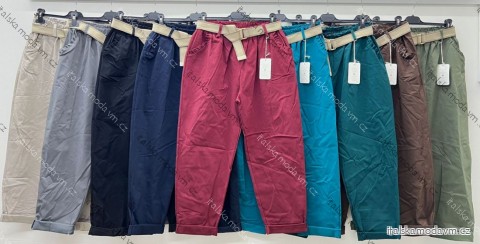 Kalhoty s páskem dámské nadrozměr (48/50/52 ONE SIZE) ITALSKÁ MÓDA IM425507