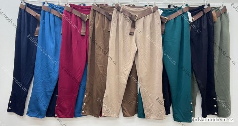 Kalhoty s páskem MASELKO dámské nadrozměr (52/54/56 ONE SIZE) ITALSKÁ MÓDA IM425525