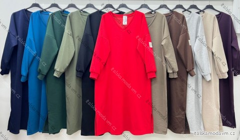 Šaty mikinové dlhý rukáv MASELKO dámske nadrozmer (54/56/58 ONE SIZE) TALIANSKA MÓDA IM425526