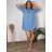 Šaty košeľa predĺžená 3/4 dlhý rukáv dámske nadrozmer JANET (44/46/48 ONE SIZE) TALIANSKA MODA IM421400/DU 44/46/48 béžová