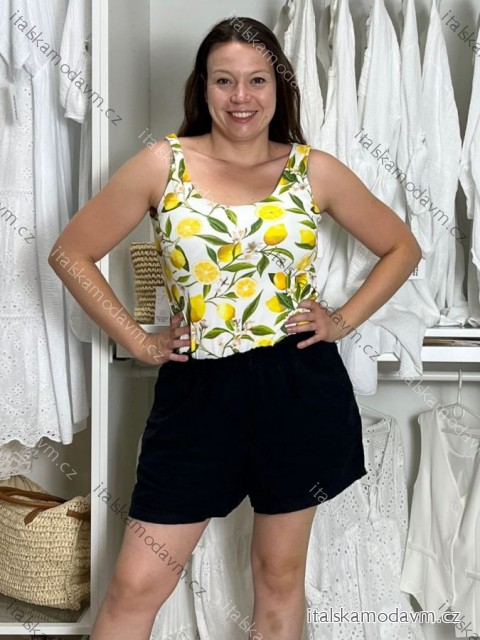 Tielko letné kvetované, bodka a citrónky lemon dámske nadrozmer SUMMER  (M/L/XL ONE SIZE) TALIANSKA MÓDA IMM25M0711XL/DUR M/L/XL biela