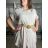 Šaty s páskem letní mušelínové krátký rukáv dámské AIDA (S/M/L ONE SIZE) ITALSKÁ MÓDA IM424370