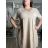 Šaty krátke bavlnené letný mušelín krátky rukáv dámske LOLA (S/M/L ONE SIZE) TALIANSKA MÓDA IMD25041/DU S/M/L béžová