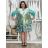 Šaty letné 3/4 rukáv oversize dámske AMELIA (S/M/L ONE SIZE) TALIANSKA MÓDA IMPEM25CA2800/DU S/M/L zelená