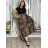 Šaty dlhé elegantné letné s krátkým rukávem dámske SILVIA (S/M/L ONE SIZE) TALIANSKA MÓDA IMC25310-3/DU hnedá S/M/L