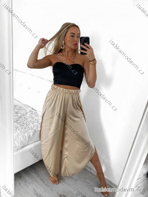 Nohavice saténové háremky letné dlhé dámske (S/M ONE SIZE) TALIANSKA MÓDA IMM239535UN/DUR