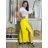 Nohavice saténové háremky letné dlhé dámske (S/M ONE SIZE) TALIANSKA MÓDA IMM239535UN/DUR žlutá S/M/L