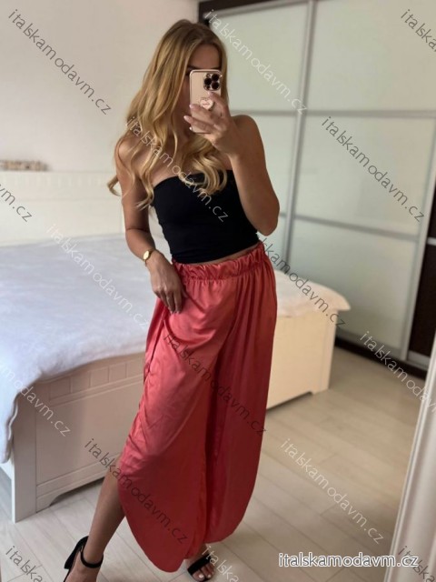Nohavice saténové háremky letné dlhé dámske (S/M ONE SIZE) TALIANSKA MÓDA IMM239535UN/DU -   červená tehlová -   S / M
