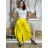 Nohavice saténové háremky letné dlhé dámske (S/M ONE SIZE) TALIANSKA MÓDA IMM239535UN/DUR žlutá S/M/L