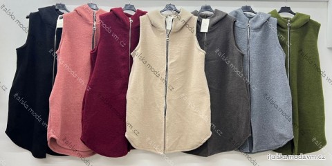 Vesta slabá s kapucňou na zips bez rukávu dámska nadrozmer (48/50/52 ONE SIZE) TALIANSKA MÓDA IM425545