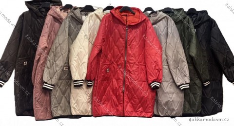 Bunda jesenná s kapucňou na zips dlhý rukáv dámska nadrozmer (50/52/54 ONE SIZE) TALIANSKA MÓDA IMC25367