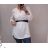 Tunika prodloužená košilová s páskem dlouhý rukáv dámská nadrozměr (2XL/3XL ONE SIZE) ITALSKÁ MÓDA IMD212156/DUR čierna