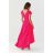 Šaty dlhé spoločenské krátky rukáv dámske (36-56) POLSKÁ MÓDA PMLMR23SELENA-1/DUR růžová fuchsiová 48