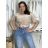 Košeľa oversize 3/4 dlhý rukáv ľanová dámska PAGE (S/M/L ONE SIZE) TALIANSKA MÓDA IMWAD25936/DU béžová S/M/L