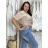 Košeľa oversize 3/4 dlhý rukáv ľanová dámska PAGE (S/M/L ONE SIZE) TALIANSKA MÓDA IMWAD25936/DU béžová S/M/L