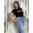 Tričko krátky rukáv dámske VOGUE (S/M/L ONE SIZE) TALIANSKA MÓDA IMM24M917C/DUR S/M/L čierna