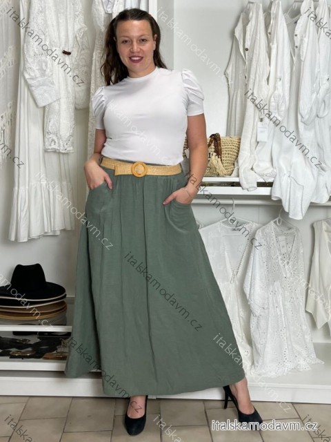 Sukně s páskem mušelín dlouhá dámská MELANI (S/M/L ONE SIZE) ITALSKá MóDA IMSM241119/DU